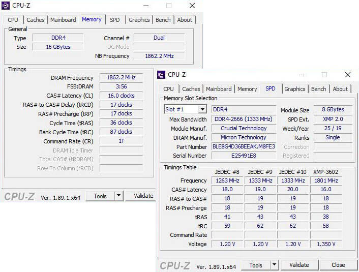 Ballistix Elite DDR4 Overclocked 3733 MHz CPU-Z