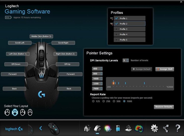 Logitech G900 profile settings