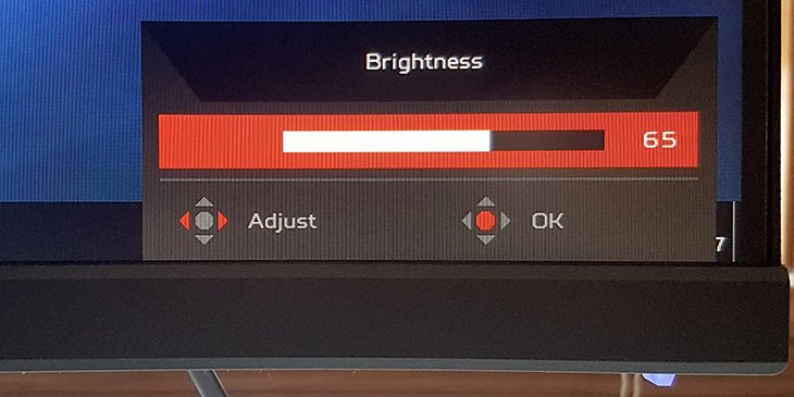 Acer Predator XB272 On-Screen Display Brightness