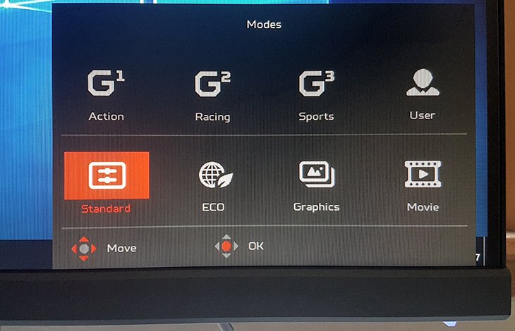 Acer Predator XB272 On-Screen Display Modes