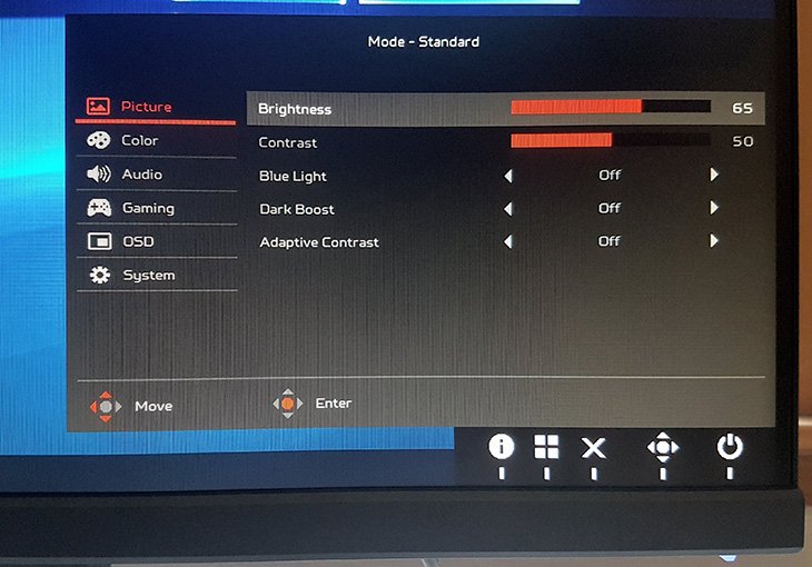 how to adjust screen brightness on acer monitor