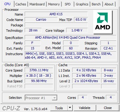 amd x4 845 cpuz