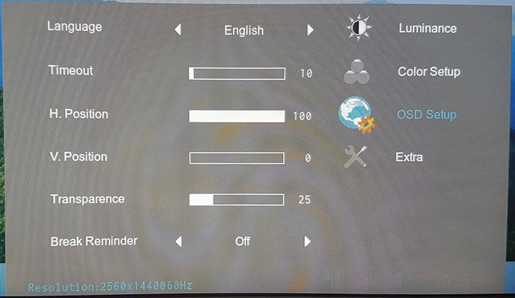 AOC AG271QG On-Screen Display OSD Setup