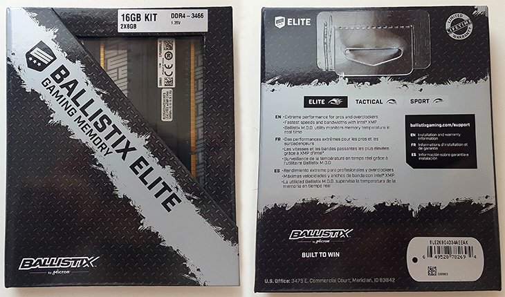 Ballistix Elite DDR4 3466 MHz (2x8GB) 16GB Packaging