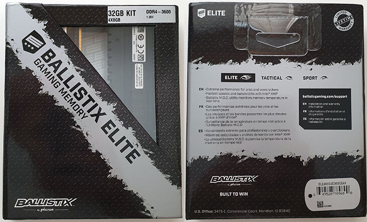 Ballistix Elite DDR4 3600 MHz Packaging