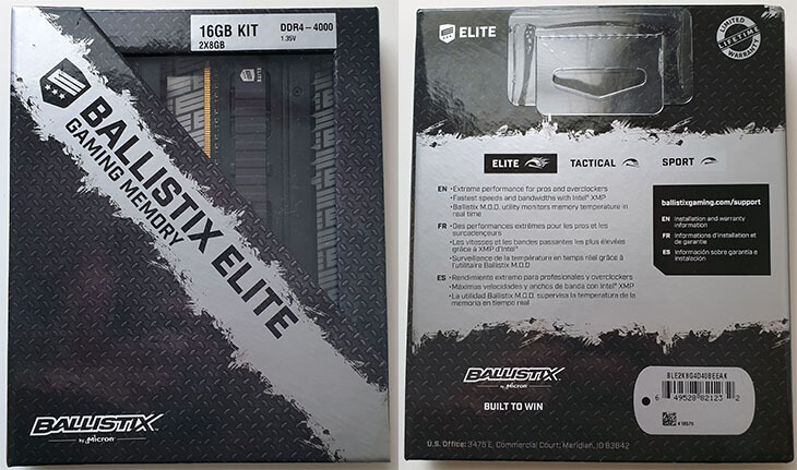 Ballistix Elite DDR4 4000 MHz Packaging