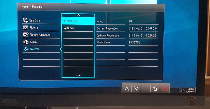 BenQ EW3270U menu info