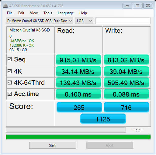 Crucial X8 AS SSD Read/Write