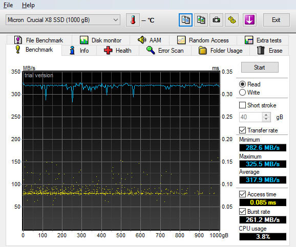 Crucial X8 HD Tune Pro