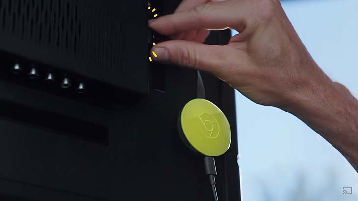 Chromecast 2 yellow tv plugged