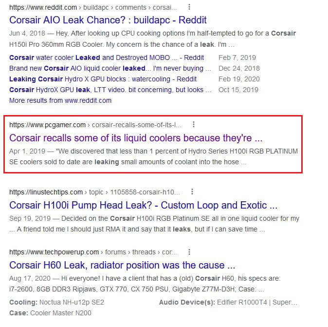 Corsair AIO leaking