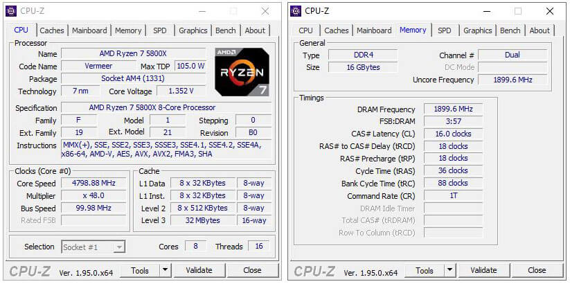 AMD Ryzen 5800X 4.8Ghz all core overclock