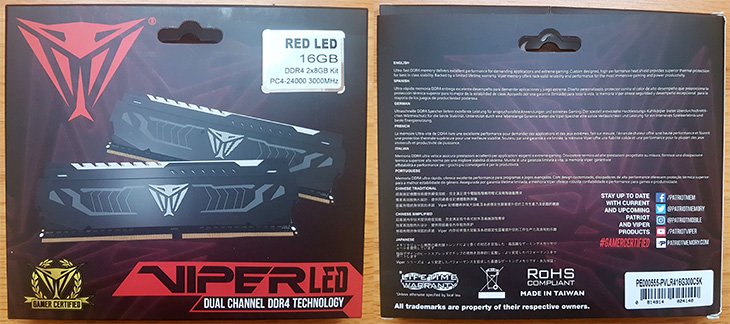 Patriot Viper LED DDR4 3000 MHz (2x8GB) 16GB Packaging