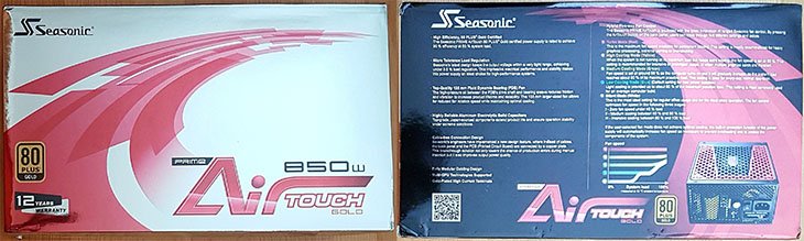 Seasonic Prime AirTouch 850W Gold packaging box